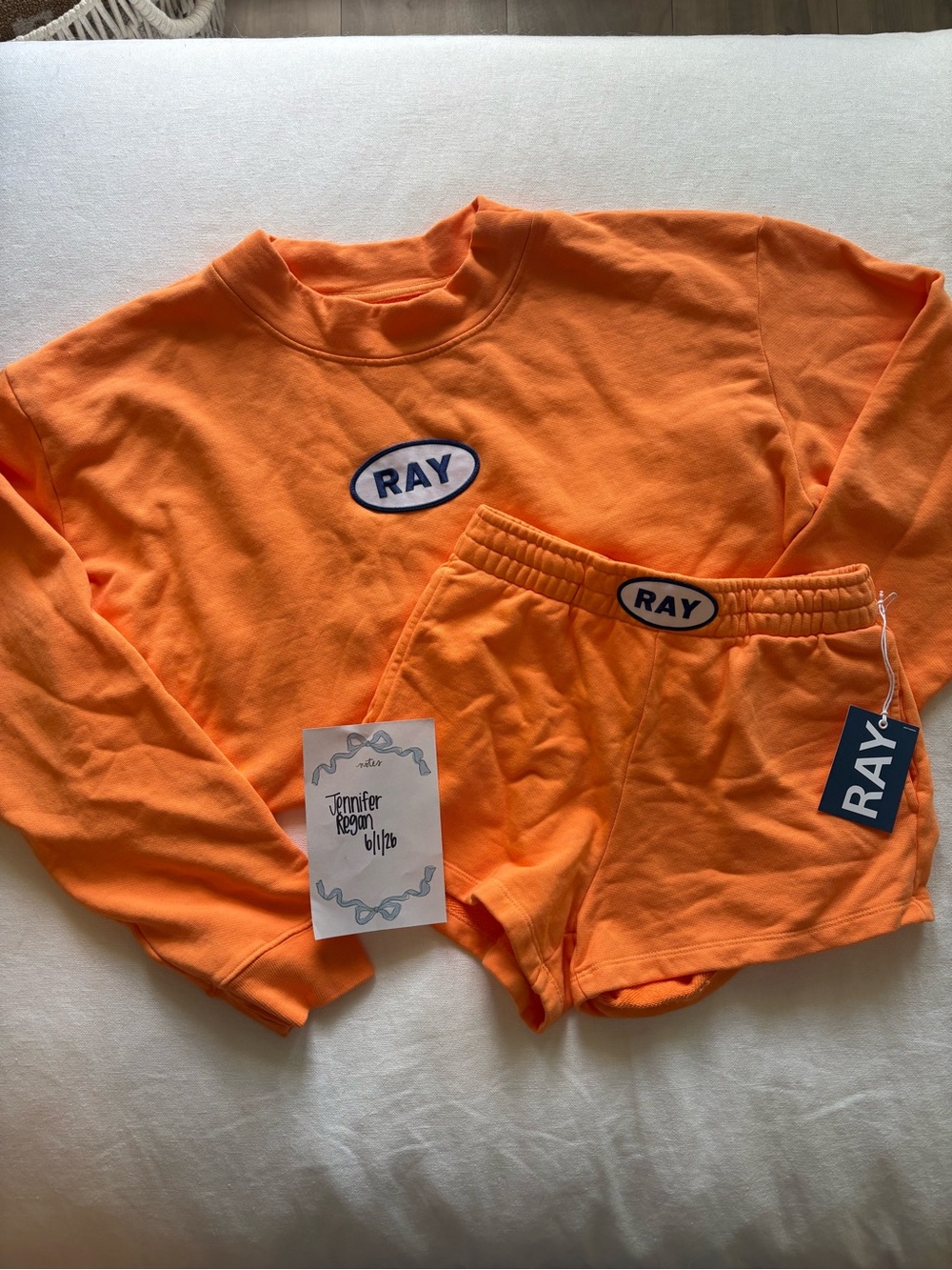 RAY the brand Orange Sweatshirt & Shorts Set
